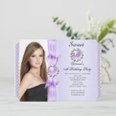 Invitation Sweet 16 Photo Anniversaire Soft Purple Gems (Debout devant)