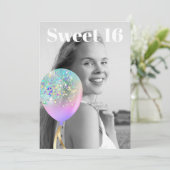 Invitation *~* Sweet 16 PHOTO Balloon Rainbow AP29 Anniversai (Debout devant)