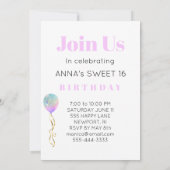Invitation *~* Sweet 16 PHOTO Balloon Rainbow AP29 Anniversai (Dos)