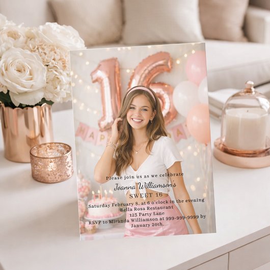 Invitation Sweet 16 photo birthday