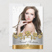 Invitation Sweet 16 Photo Bronze Or Silver Diamond Jewel (Devant)