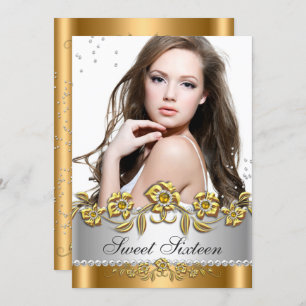 Invitation Sweet 16 Photo Bronze Or Silver Diamond Jewel