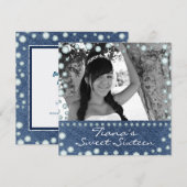 Invitation Sweet 16 Photo Image Denim Diamonds (Devant / Derrière)