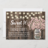 Invitation Sweet 16 Pink Baby's Breath Floral Jar Barn Bois (Devant)