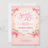 Invitation Sweet 16 Pink Birthday Party Card (Devant)