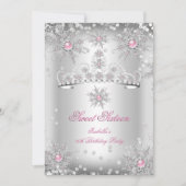 Invitation Sweet 16 Pink Silver Winter Wonderland (Devant)