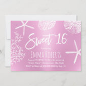 Invitation Sweet 16 Plage Étoile Coral Coquillage rose modern (Devant)