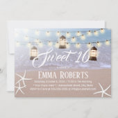 Invitation Sweet 16 Plage Starfish String Lights & Lanterns (Devant)