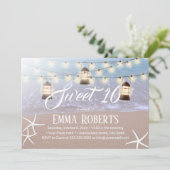 Invitation Sweet 16 Plage Starfish String Lights & Lanterns (Debout devant)