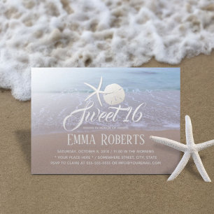 Invitation Sweet 16 Plage Thème Starfish & Sand Dollar