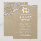 Invitation Sweet 16 Plumeria Tropical Elégant (Devant / Derrière)