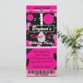 Invitation Sweet 16 Plumes Diamonds rose Billet d'anniversair (Debout devant)