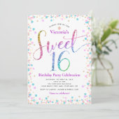 Invitation Sweet 16 points de Parties scintillant bleu or ros (Debout devant)