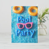Invitation Sweet 16 Pool Party Pink Lunettes de soleil Jaune (Debout devant)