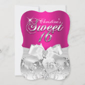 Invitation Sweet 16 Pretty Diamond Bow Rose Chaud (Devant)