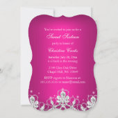 Invitation Sweet 16 Pretty Diamond Bow Rose Chaud (Dos)