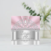 Invitation Sweet 16 Princess Rose Diamant Blanc Tiara (Debout devant)
