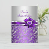 Invitation Sweet 16 Purple Bow & Rose Annonces (Debout devant)