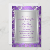 Invitation Sweet 16 Purple Bow & Rose Annonces (Dos)