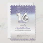 Invitation Sweet 16 Purple Parties scintillant Bokeh Ombre Pa (Devant)