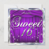 Invitation Sweet 16 Purple Silver 16e fête d'anniversaire (Devant)