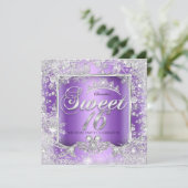 Invitation Sweet 16 Purple Silver Tiara Winter Wonderland (Debout devant)