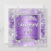Invitation Sweet 16 Purple Silver Tiara Winter Wonderland (Devant)
