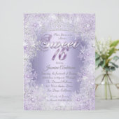 Invitation Sweet 16 Purple Silver Winter Wonderland Tiara (Debout devant)