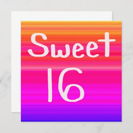 Invitation Sweet 16 Rainbow (Devant / Derrière)