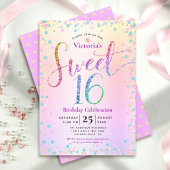 Invitation Sweet 16 Rainbow Parties scintillant Confetti Ombr