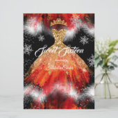 Invitation Sweet 16 Red Orange glace flocon de neige robe de  (Debout devant)