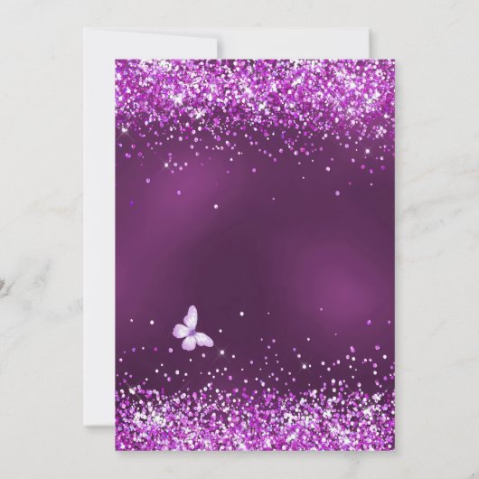 Invitation Sweet 16 robe violet fleurons roses (Dos)