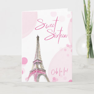 Invitation Sweet 16 Rose Blanc Tour Eiffel Paris Fête d'anniv