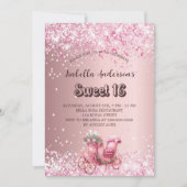Invitation Sweet 16 rose chariot élégant (Devant)