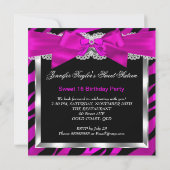 Invitation Sweet 16 rose chaud Parties scintillant de zèbre g (Dos)