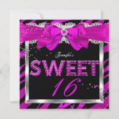 Invitation Sweet 16 rose chaud Parties scintillant de zèbre g (Devant)