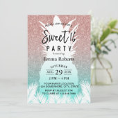 Invitation Sweet 16 Rose d'ananas Tropical Parties scintillan (Debout devant)