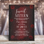 Invitation Sweet 16 Rose Fleur & Thorn Burgundy Parties scint<br><div class="desc">Sweet 16 Rose Flower & Thorn Burgundy Parties scintillant rouge Anniversaire Invitations.</div>