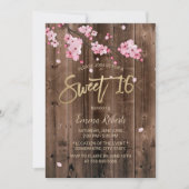Invitation Sweet 16 Rose Floral Cherry Blossom Grange Bois (Devant)