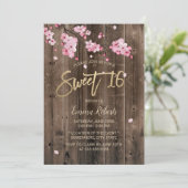 Invitation Sweet 16 Rose Floral Cherry Blossom Grange Bois (Debout devant)