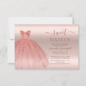 Invitation Sweet 16 Rose Gold Glam Script Seizième anniversai (Devant)