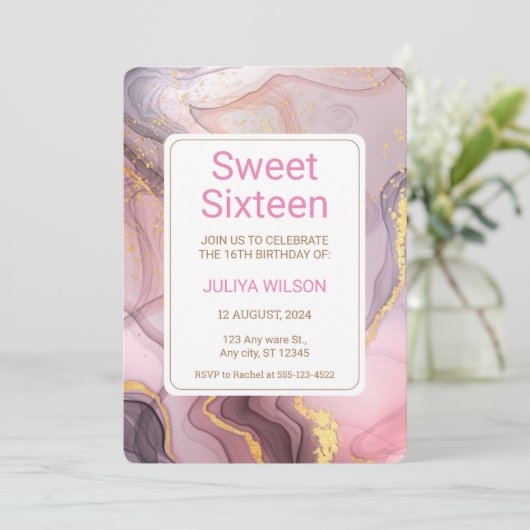 Invitation Sweet 16 Rose Gold parties scintillant filles fête (Debout devant)