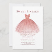 Invitation Sweet 16 Rose Gold Script moderne (Devant)