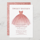 Invitation Sweet 16 Rose Gold Script moderne (Devant / Derrière)