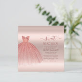 Invitation Sweet 16 Rose Gold Script moderne Glam Anniversair (Debout devant)
