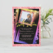 Invitation Sweet 16 Rose  Gold Sparkle Parties scintillant ph (Debout devant)