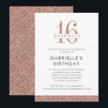 Invitation Sweet 16 Rose minimum Parties scintillant rose or<br><div class="desc">Un design simple et minimaliste de parties scintillant en or rose élégant avec une typographie gris clair et un monogramme d'anniversaire sur mesure sur une invitation douce moderne et sobre de 16 ans pour la fille chill qui préfère l'élégance classique. Coordonner les éléments de décoration de la fête disponibles dans...</div>