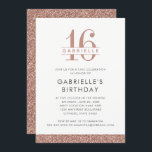 Invitation Sweet 16 Rose minimum Parties scintillant rose or<br><div class="desc">Un design simple et minimaliste de parties scintillant en or rose élégant avec une typographie gris clair et un monogramme d'anniversaire sur mesure sur une invitation douce moderne et sobre de 16 ans pour la fille chill qui préfère l'élégance classique. Coordonner les éléments de décoration de la fête disponibles dans...</div>