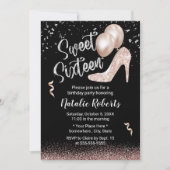 Invitation Sweet 16 Rose moderne Gold Girl 16e anniversaire (Devant)