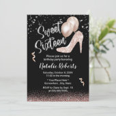 Invitation Sweet 16 Rose moderne Gold Girl 16e anniversaire (Debout devant)